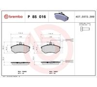 Kit de plaquettes de frein, frein à disque BREMBO P 85 016 pour A5 2 2007-