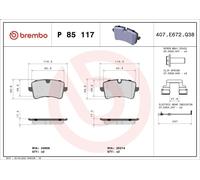 Kit de plaquettes de frein, frein à disque BREMBO P 85 117 A8 D4 3 2010-2018