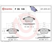 Kit de plaquettes de frein, frein à disque BREMBO P 85 146 pour A3 2 2003-2012