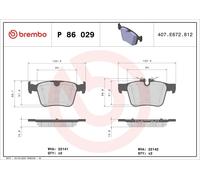 Kit de plaquettes de frein, frein à disque BREMBO P 86 029 pour S90 II 2 2017-