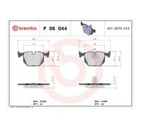 Kit De Plaquettes De Frein Frein À Disque Brembo P06044 Prime Line pour Bmw