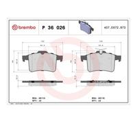 Kit De Plaquettes De Frein Frein À Disque Brembo P36026 Prime Line pour Jaguar