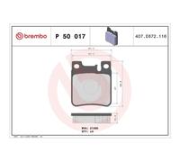 Kit De Plaquettes De Frein Frein À Disque Brembo P50017 Prime Line pour Chrysler