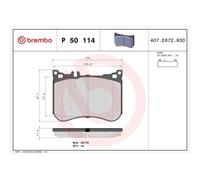 Kit De Plaquettes De Frein Frein À Disque Brembo P50114 Prime Line pour