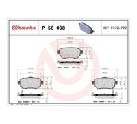 Kit De Plaquettes De Frein Frein À Disque Brembo P56098 Prime Line pour Nissan