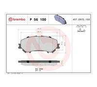 Kit De Plaquettes De Frein Frein À Disque Brembo P56100 Prime Line pour Nissan