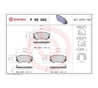 Kit De Plaquettes De Frein Frein À Disque Brembo P59055 Prime Line pour Gmc Opel