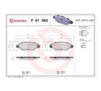 Kit De Plaquettes De Frein Frein À Disque Brembo P61063 Prime Line pour Citroën