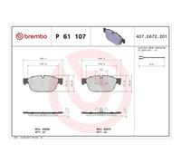 Kit De Plaquettes De Frein Frein À Disque Brembo P61107 Prime Line pour Citroën