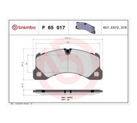 Kit De Plaquettes De Frein Frein À Disque Brembo P65017 Prime Line pour Audi VW