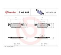 Kit De Plaquettes De Frein Frein À Disque Brembo P68059 Prime Line pour Renault