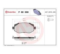 Kit De Plaquettes De Frein Frein À Disque Brembo P68068 Prime Line pour Renault