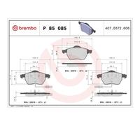 Kit De Plaquettes De Frein Frein À Disque Brembo P85085 Prime Line pour Audi VW