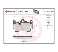 Brembo Plaquettes de frein arrière P 85 088 - Jeu de 4 pour Audi, Porsche