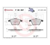 Kit De Plaquettes De Frein Frein À Disque Brembo P85097 Prime Line pour Audi VW