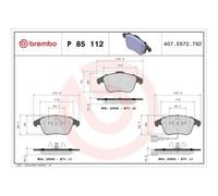 Kit De Plaquettes De Frein Frein À Disque Brembo P85112 Prime Line pour Audi VW