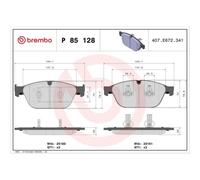 Kit De Plaquettes De Frein Frein À Disque Brembo P85128 Prime Line pour Audi VW
