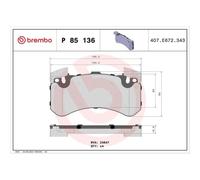 Kit De Plaquettes De Frein Frein À Disque Brembo P85136 Prime Line pour Audi VW