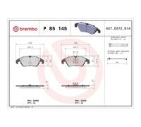 Kit De Plaquettes De Frein Frein À Disque Brembo P85145 Prime Line pour Audi VW