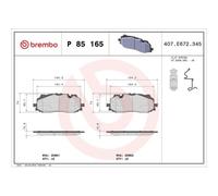 Brembo Plaquettes de frein P 85 165 Avant pour Audi VW Cupra – Jeu de 4