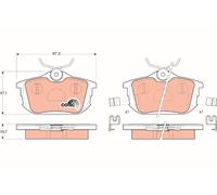 Kit de plaquettes de frein, frein à disque GDB1314 TRW pour VOLVO MITSUBISHI