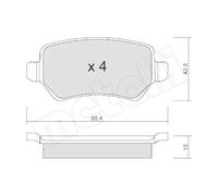 Kit De Plaquettes De Frein Frein À Disque Metelli 22-0542-1 pour Opel