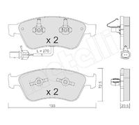 Kit De Plaquettes De Frein Frein À Disque Metelli 22-0662-0 pour Audi VW