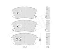 Kit De Plaquettes De Frein Frein À Disque Metelli 22-0783-1 pour Hyundai Kia