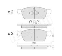 Kit De Plaquettes De Frein Frein À Disque Metelli 22-0989-0 pour Ford