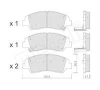 Kit De Plaquettes De Frein Frein À Disque Metelli 22-1091-0 pour Hyundai