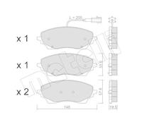 Kit De Plaquettes De Frein Frein À Disque Metelli 22-1379-0 pour Fiat