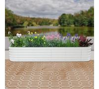 Kit de plate-bande surélevée pour jardin - 285 x 60 x 43 cm - Jardinière surélevée pour légumes et fleurs - Grand kit de plate-bande surélevée en métal - Hauteur 43 cm - Blanc + gris clair