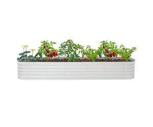 Kit de plate-bande surélevée pour jardin - 285 x 60 x 43 cm - Jardinière surélevée pour légumes et fleurs - Grand kit de plate-bande surélevée en métal - Hauteur 43 cm - Blanc + gris clair