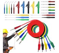 Kit de plomb de test, câble d'essai multimètre électrique, plomb de sonde à banane - 25x pinces d'essai remplaçables, sondes pour trafics pour multimètre, voltmètre, jauge de serrage