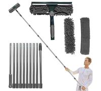 Kit De Plumeau Haute Portée De 6 M avec Rallonge De 1.5 À 4.9 M, 2 en 1 Plumeau en Toile D'araignée avec Perche Télescopique, Multifonction pour Plafonds Étagères Abat-Jour Fenêtres Et Ventilateurs