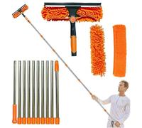 Kit De Plumeau Haute Portée De 6 M avec Rallonge De 1.5 À 4.9 M, 2 en 1 Plumeau en Toile D'araignée avec Perche Télescopique, Multifonction pour Plafonds Étagères Abat-Jour Fenêtres Et Ventilateurs