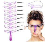Kit de pochoirs à sourcils avec poignée facile à prendre en main, 8 pièces - Pochoir sourcils réutilisable pour des définis rapidement, outil de maquillage adapté aux débutants pour un usa