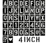 Kit de pochoirs réutilisables avec lettres et chiffres de 10,2 cm, 42 pochoirs de l'alphabet emboîtables pour peinture sur bois, mur, tissu, roche, panneaux, projets artistiques