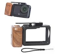 Kit de poignée en alliage d'aluminium et bois pour caméra DJI Action 6, poignée ergonomique avec bouton d'obturation, base à dégagement rapide et cordon anti-perte pour vlogging et prise de vue en
