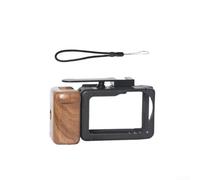 Kit de poignée pour DJI pour Osmo Action 6 avec cage en métal renforcée, intégration sans couture de poignée en bois-aluminium et base de sangle de poignet