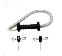 Kit de poignées de portail à ressort de clôture électrique, ensemble de poignée de clôture électrique avec ancrages, ressort de tension de 4,8 m (noir) (1)