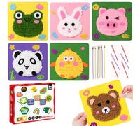 Kit de poinçon à aiguille, kit de broderie pour | Craft à l'aiguille 6 Set Animal Punch with Mather - Education Easy Punch en feutre peinture kit de broderie Kit de broderie de poinçon