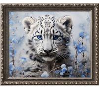 Kit de point de croix 11CT 3 brins - meme kit de démarrage de broderie pré - imprimée canevas kit complet adulte ou enfants pour les debutants - Mignon léopard des neiges 42x34cm