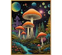 Kit de point de croix 11CT 3 brins - meme kit de démarrage de broderie pré - imprimée canevas kit complet adulte ou enfants pour les debutants - Forêt de champignons de rêve 32x44cm