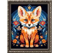 Kit de point de croix 11CT 3 brins - meme kit de démarrage de broderie pré - imprimée canevas kit complet adulte ou enfants pour les debutants - Petit Renard coloré 35x43cm