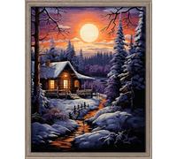 Kit de point de croix 11CT 3 brins - meme kit de démarrage de broderie pré - imprimée canevas kit complet adulte ou enfants pour les debutants - Aube d'hiver 34x44cm