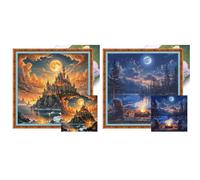 Kit de point de croix 14CT Kit complet avec motifs imprimés 40 x 40 cm Paysage pour débutants et artistes amateurs Décoration murale