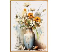 Kit de point de croix à faire soi - meme kit de démarrage de broderie pré - imprimée canevas kit complet adulte ou enfants pour les debutants - Vase à fleurs 33x45cm