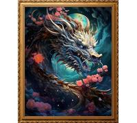 Kit de point de croix à faire soi - meme kit de démarrage de broderie pré - imprimée canevas kit complet adulte ou enfants pour les debutants - Le roi dragon 34x42cm