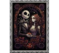 Kit de point de croix à faire soi - meme kit de démarrage de broderie pré - imprimée canevas kit complet adulte ou enfants pour les debutants - Halloween Couples 33x46cm